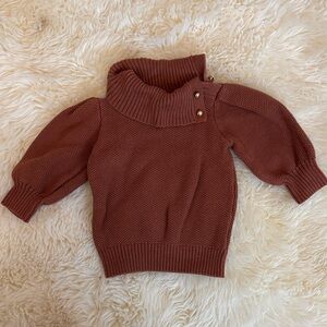 Kids Brown Sweater with Button Detail
